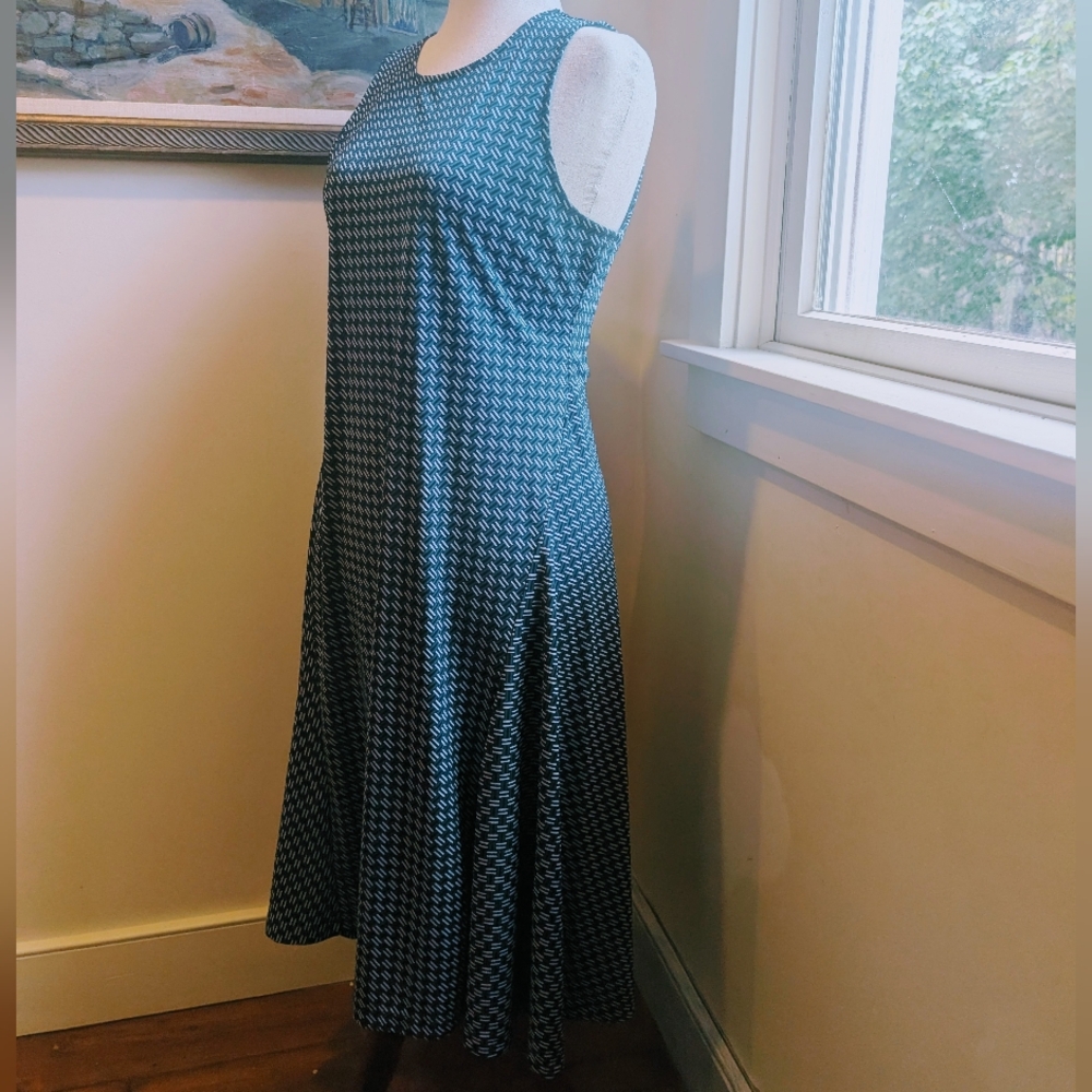 Ann Taylor Teal Black and White Midi Dress - Picture 4 of 5